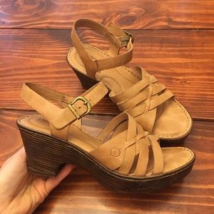 Born - Angle Ankle Strap Block Heel Sandals